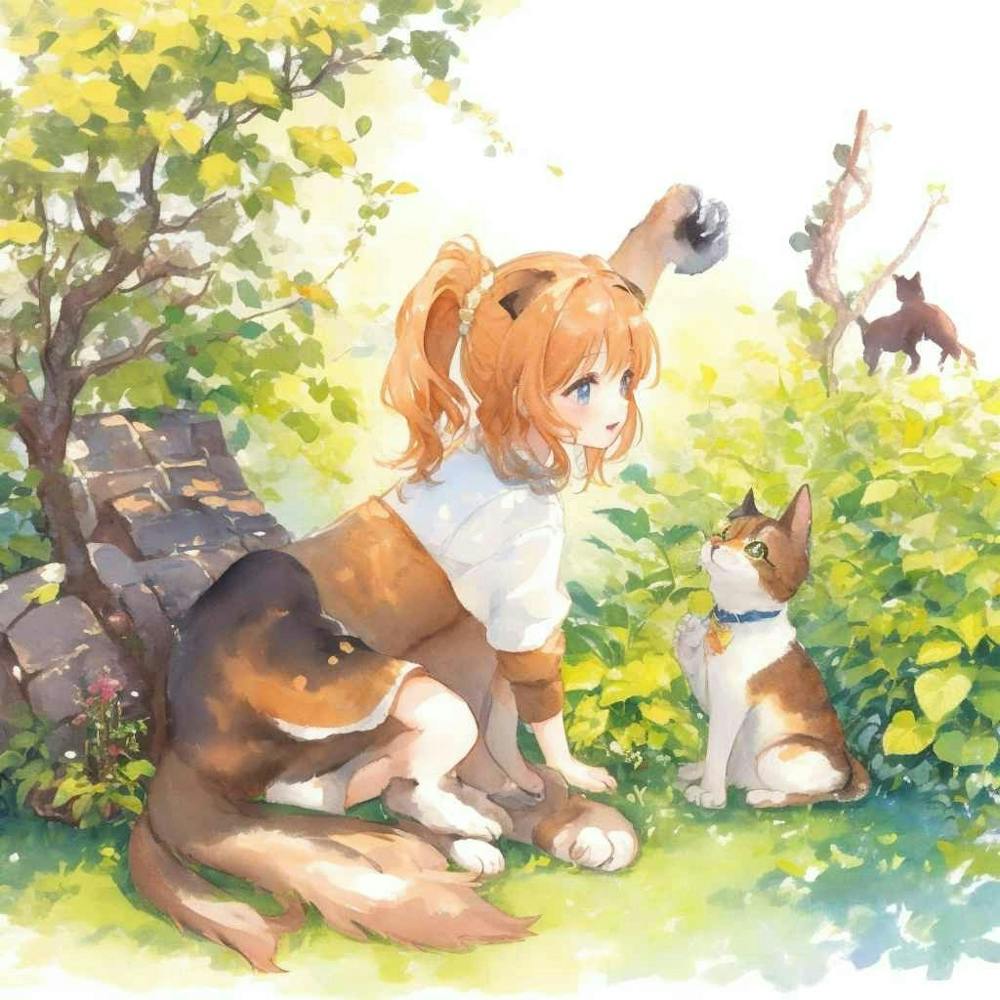 Beautiful Little Cat Playing With A Dog