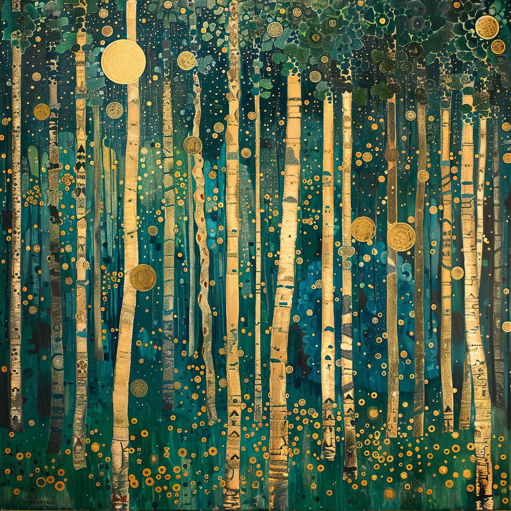 Dense Forest in Style of Gustav Klimt