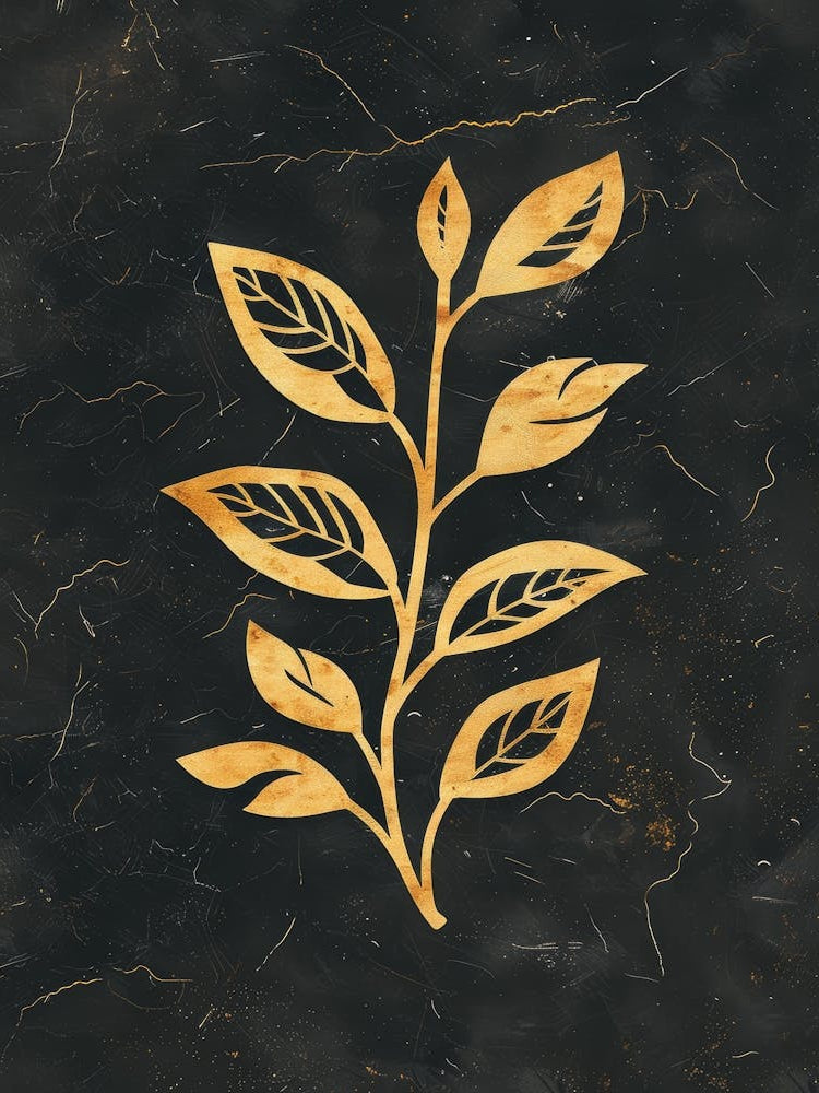 Gold Leaf On Black Marble