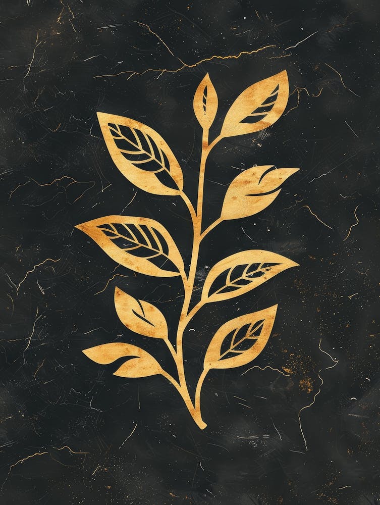 Gold Leaf On Black Marble