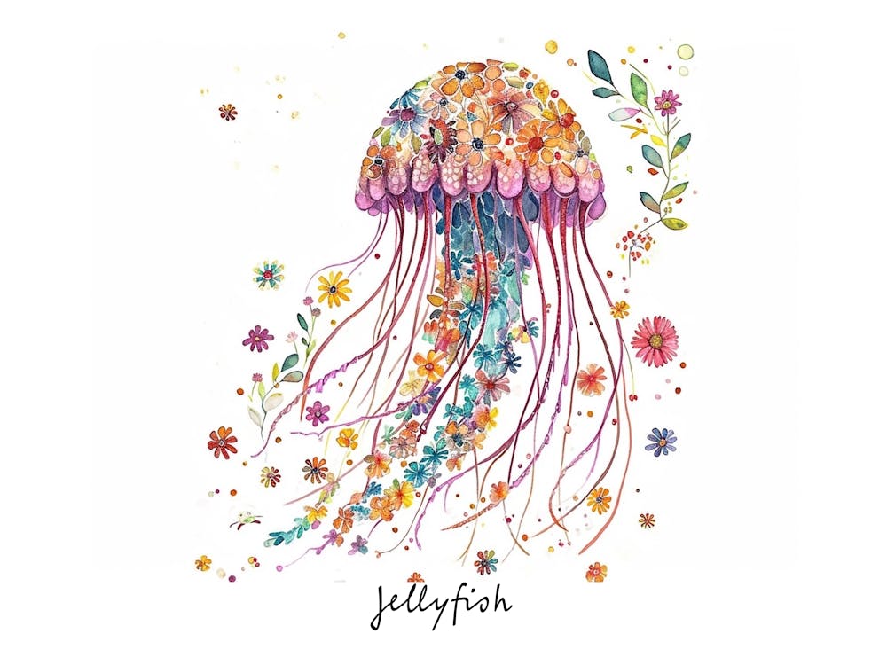 Little Floral Jellyfish 2 Poster