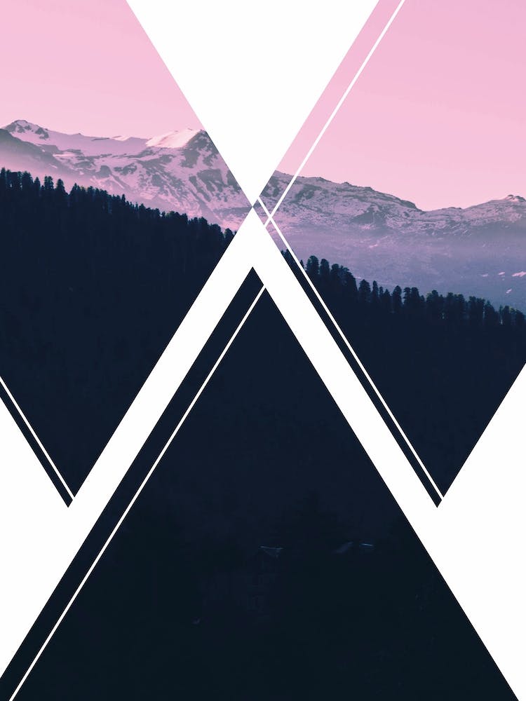 Abstract Pink and Black Mountain