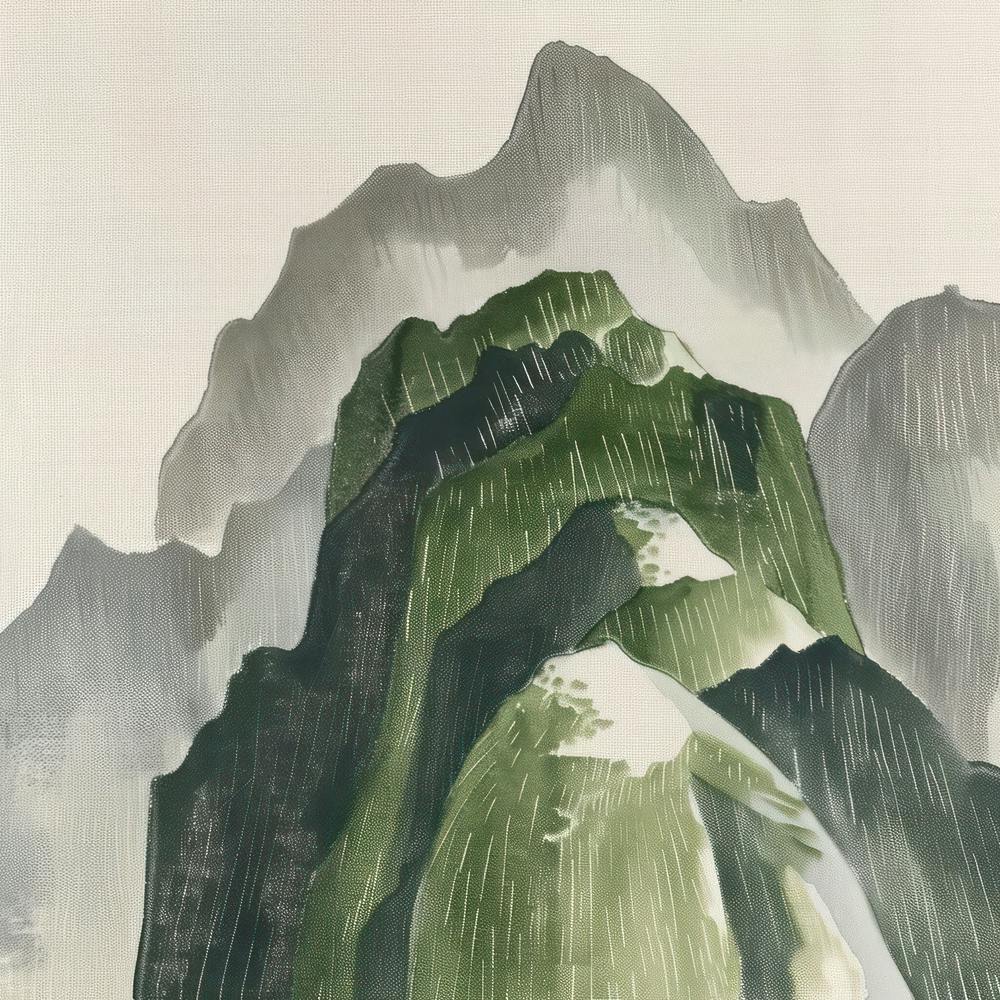Japanese Watercolour Of Mount Nantai 7