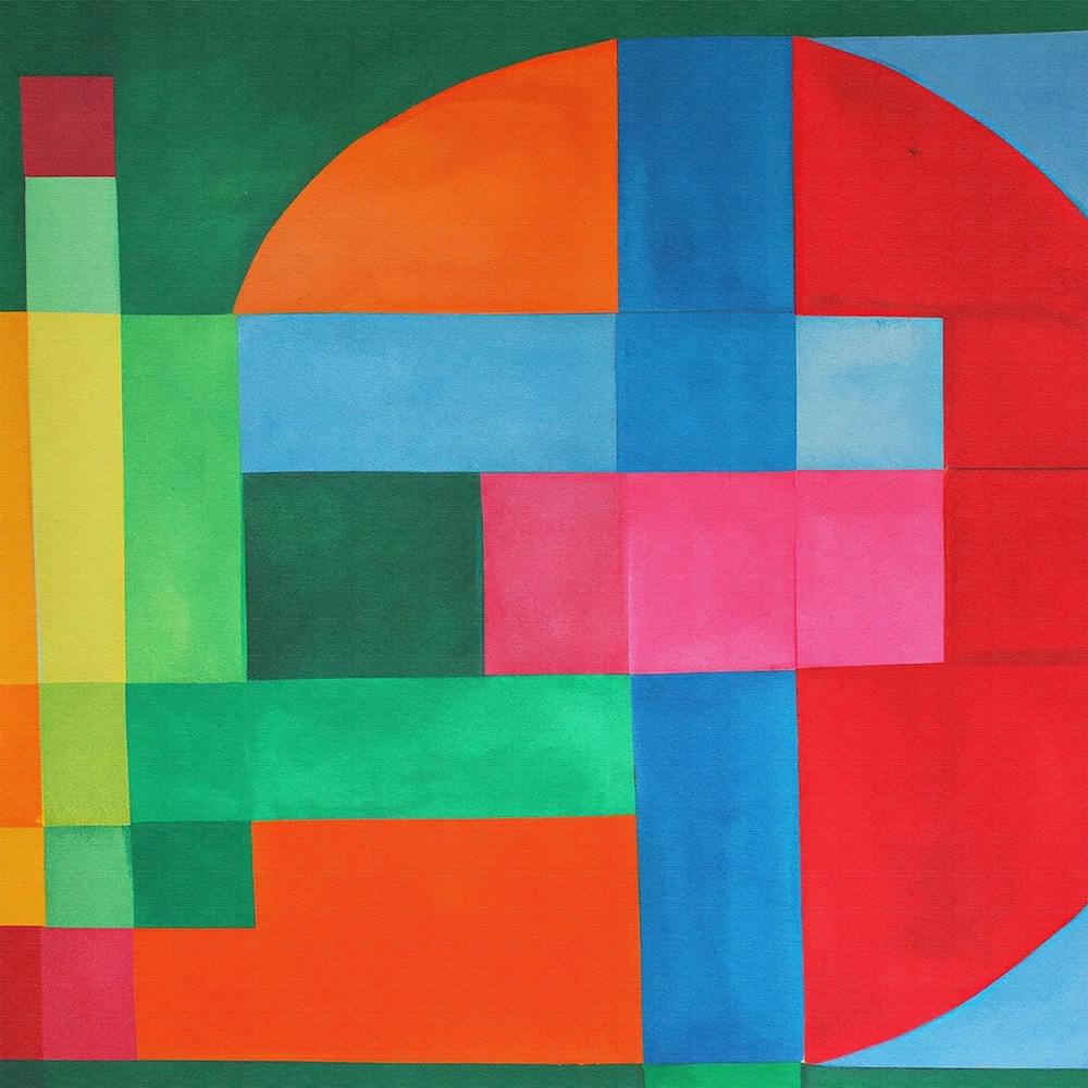 Watercolor Abstract Painting, Vibrant Geometric Color Art, Modern Contemporary, Pastel, Pop of Colors, Retro Vibe
