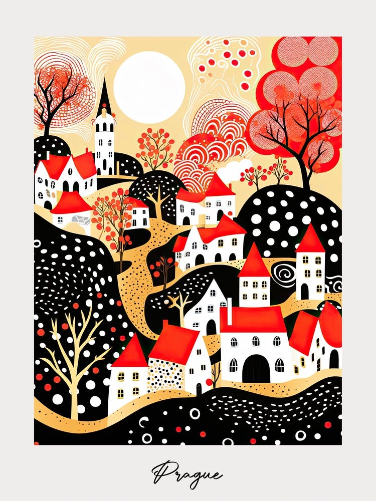 Poster Of Prague, Illustration In The Style Of Pop Art 1