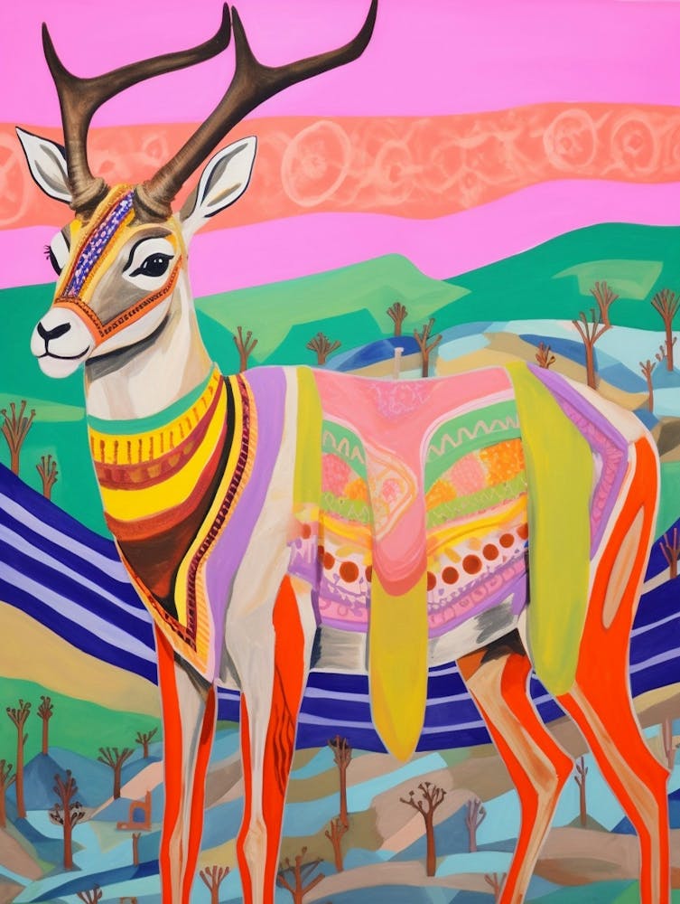 Maximalist Animal Painting Antelope