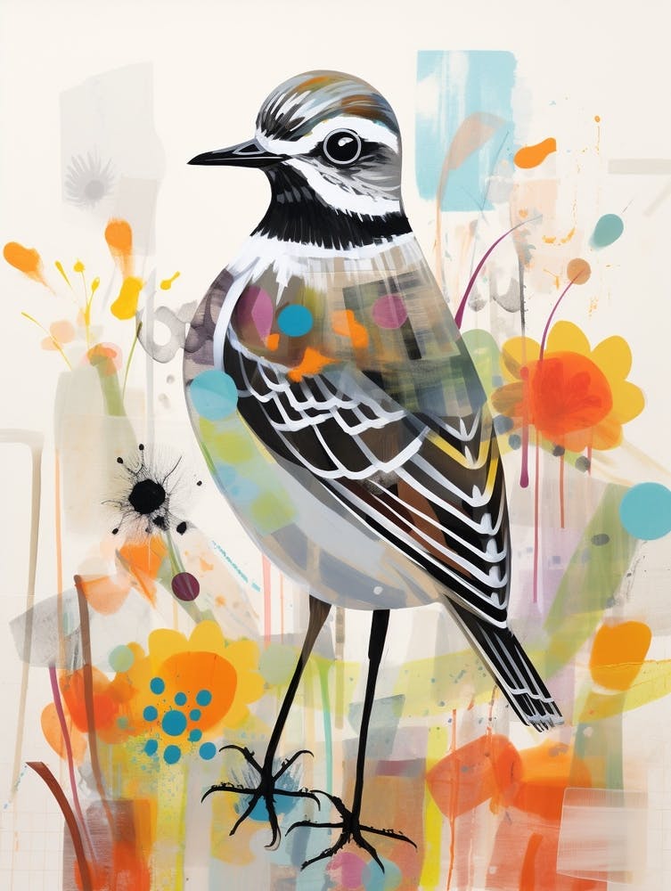 Bird Painting Collage Grey Plover 2