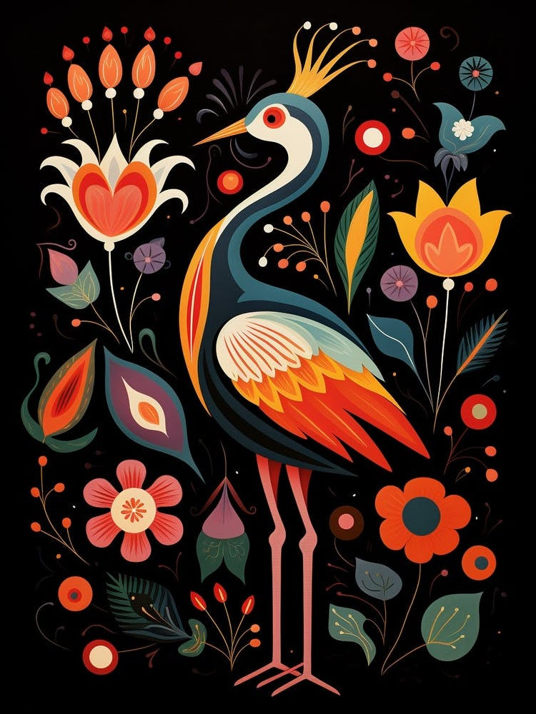 Folk Bird Illustration Grebe 1