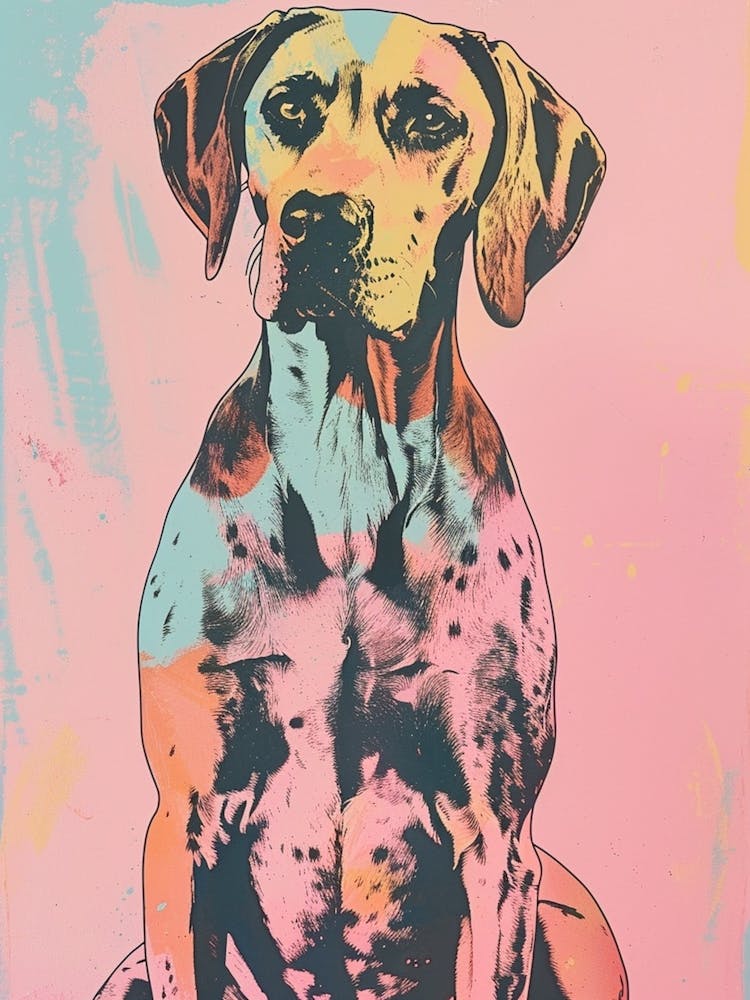 Colourful American Hound Dog Abstract Line Illustration 2