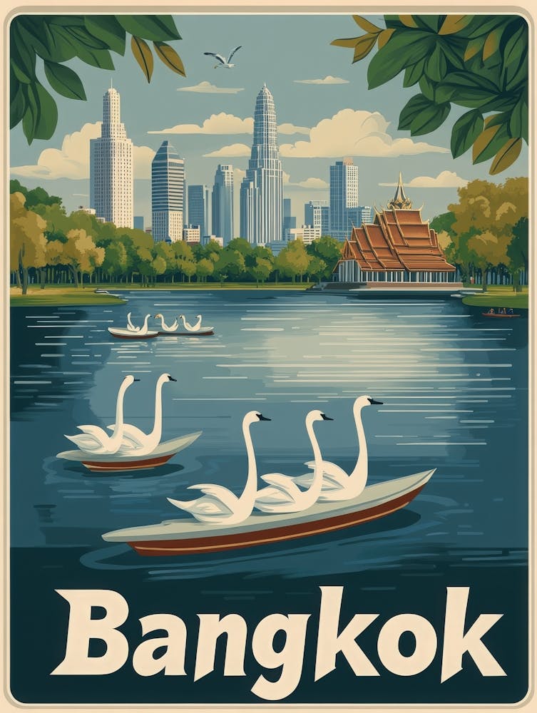 Aihrgdesign A Mid Century Modern Travel Poster For Bangkok 1