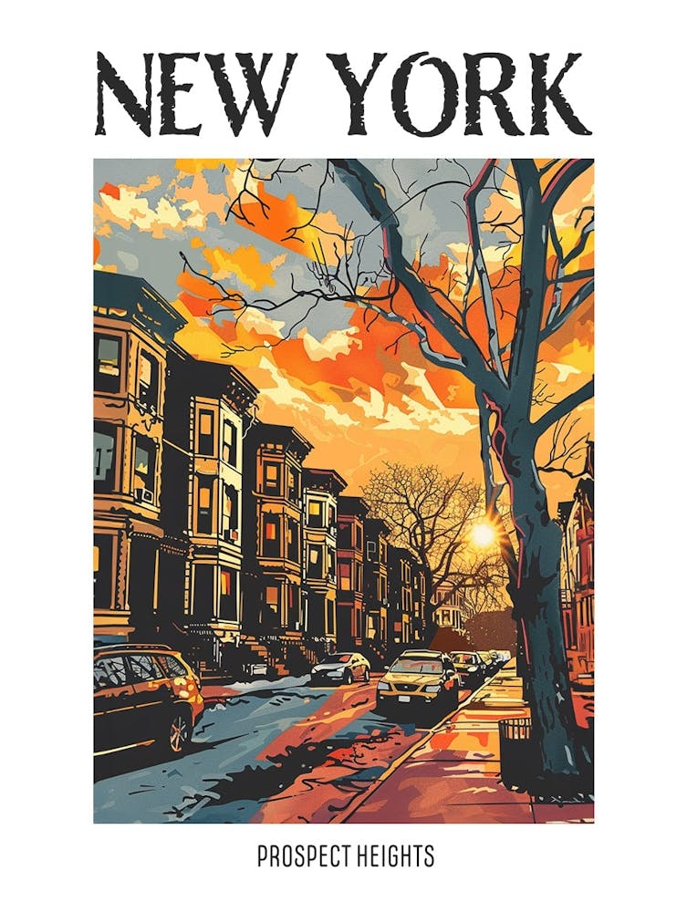 Prospect Heights New York Colourful Silkscreen Illustration 1 Poster