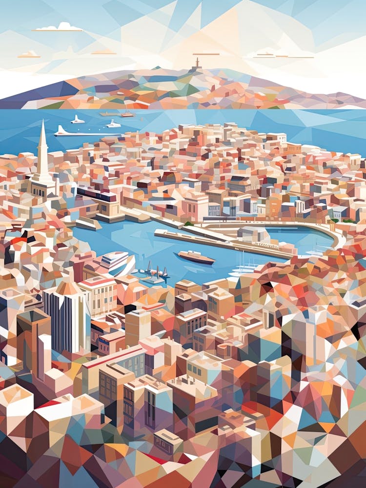 Marseille, France, Geometric Illustration 2
