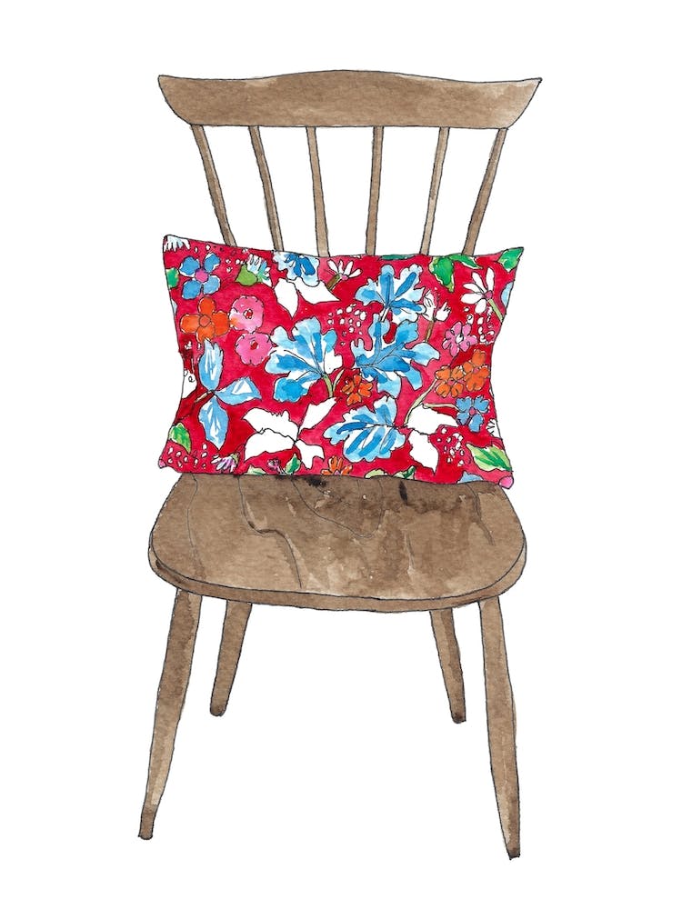 Wooden Chair Brown & Red