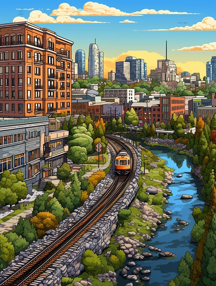 Spokane Washington Pixel Art 6