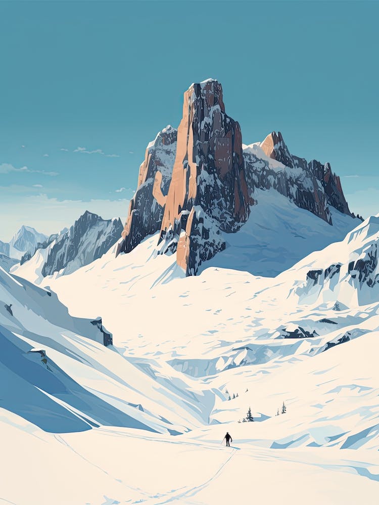 Cortina D Ampezzo   Italy, Ski Resort Illustration 2 Simple Style