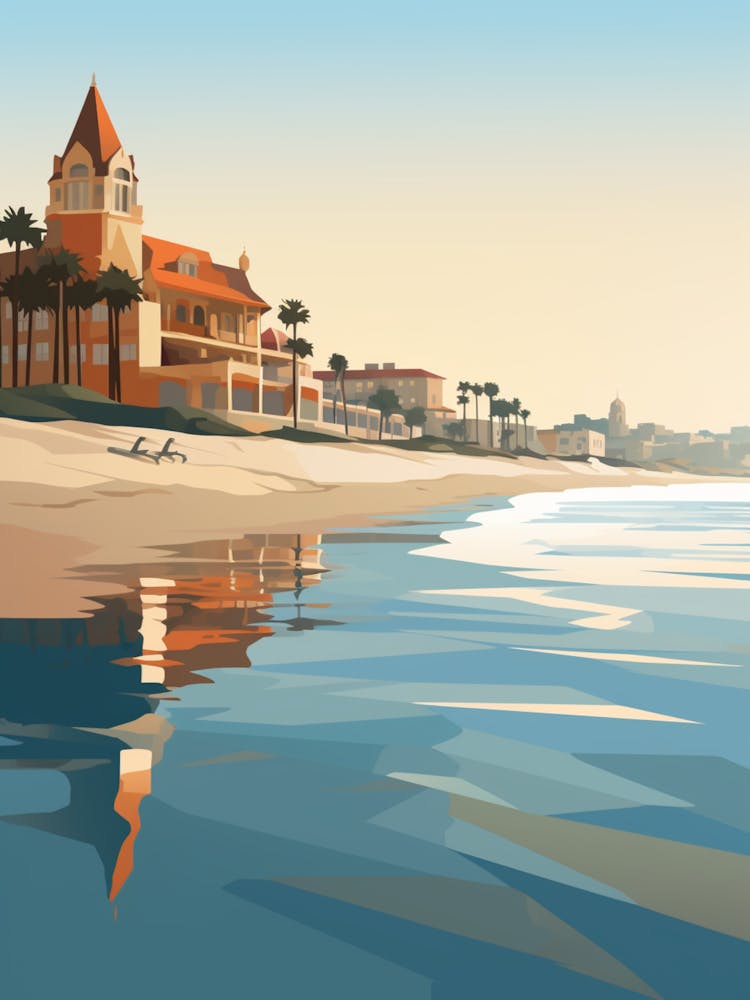 Coronado Beach San Diego California Mediterranean Style Illustration 2