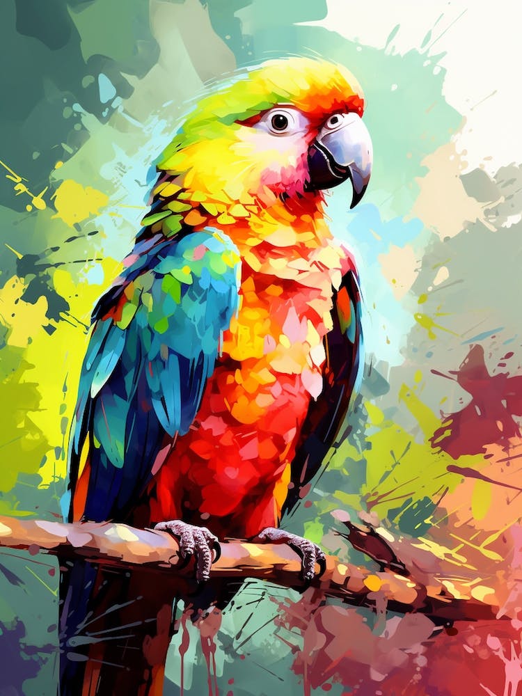 Bright Digital Watercolour Parrot 2