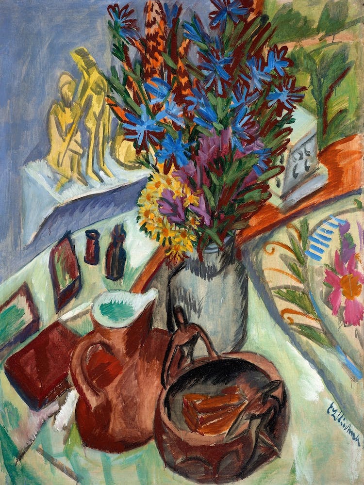 Still Life With Jug And African Bowl, Ernst Ludwig Kirchner