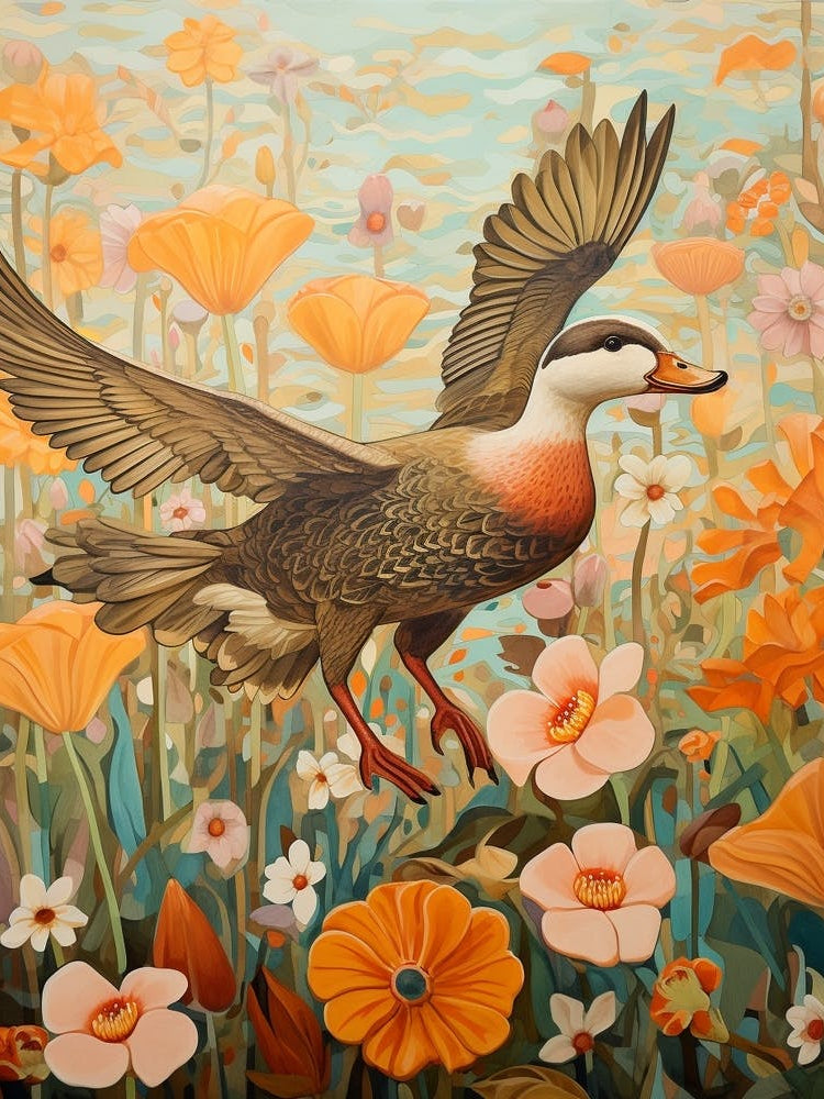 Duck 2 Detailed Bird Painting