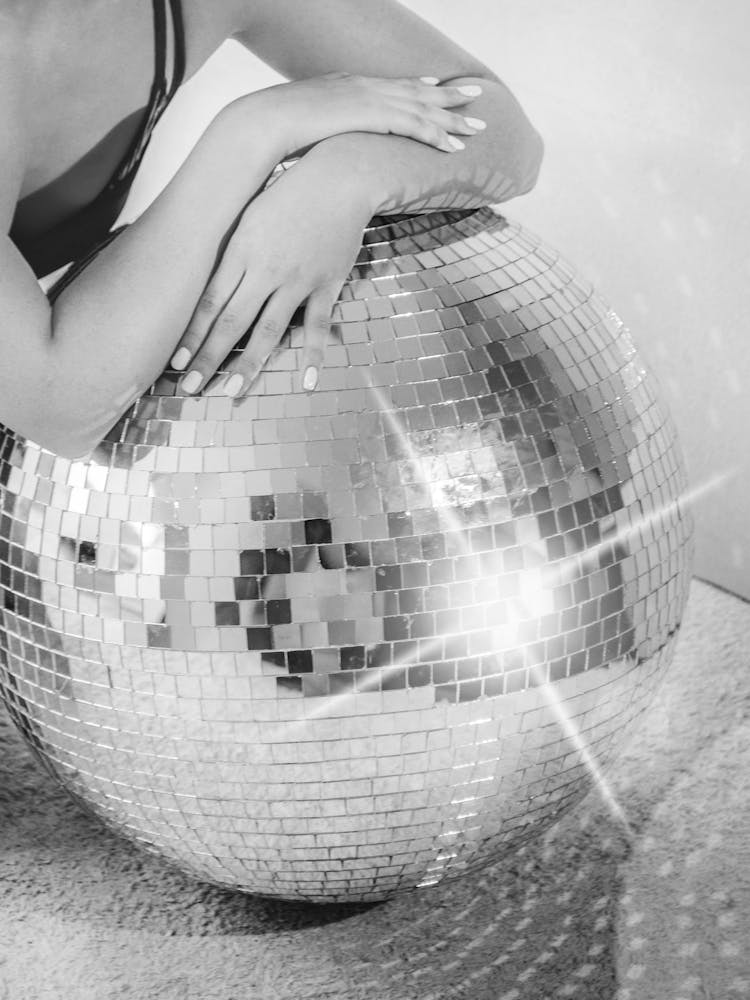 Disco Glow Black and white shiny discoball photography