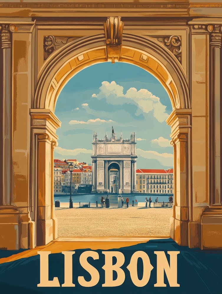 Aihrgdesign Ein Retro-Reiseposter Für Lissabon Mit