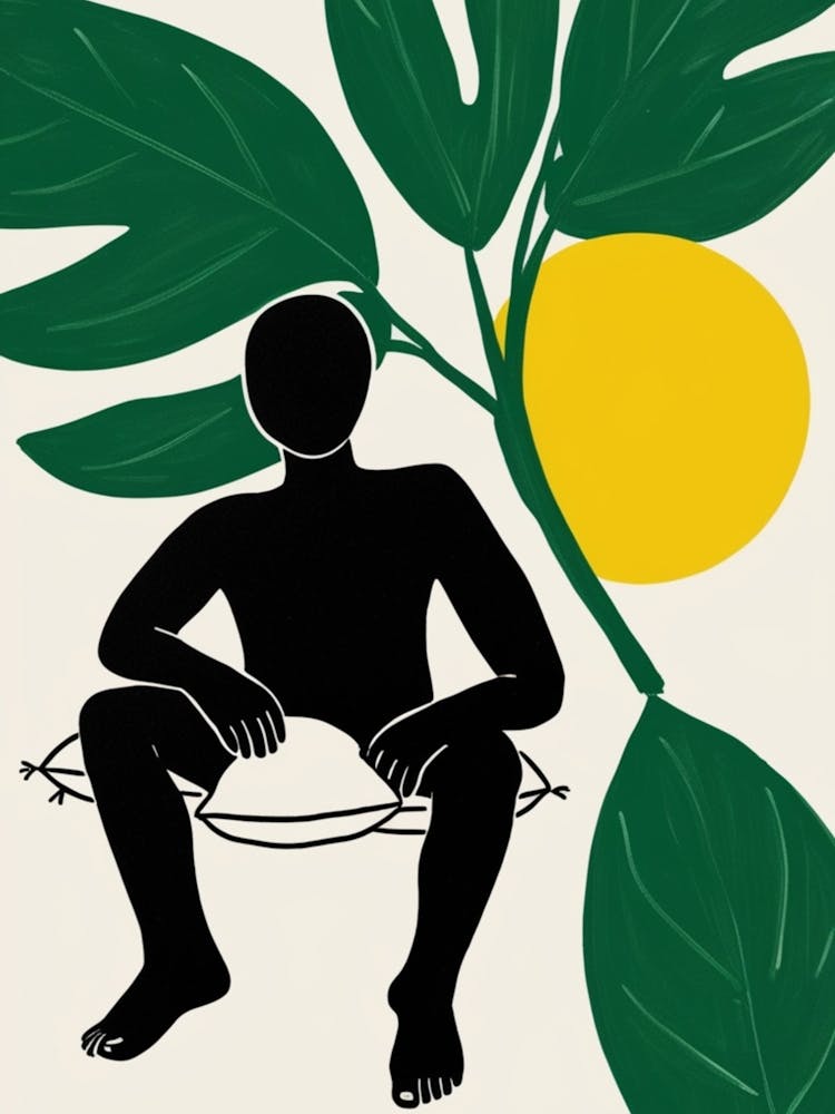 Man Sitting On A Leaf