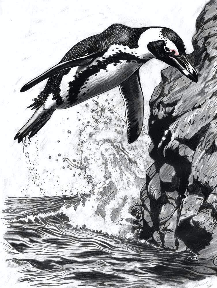 King Penguin Diving Into The Water 4