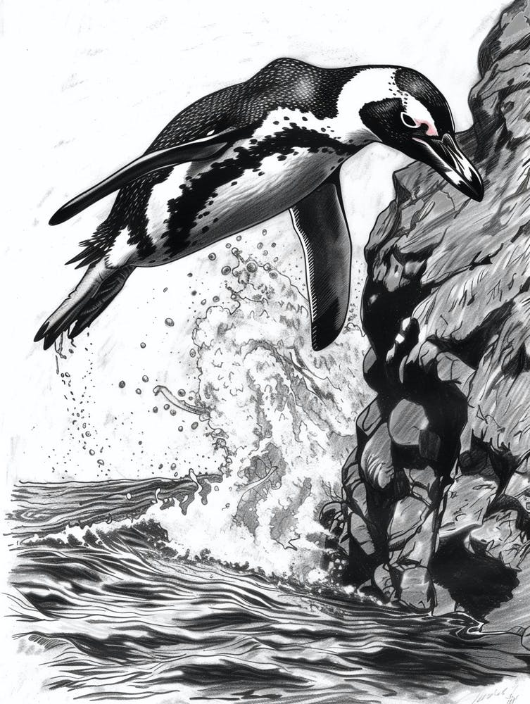 King Penguin Diving Into The Water 4