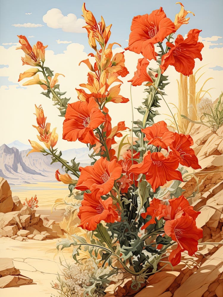 Chinese Trumpet Vine  Flower Victorian Style 2
