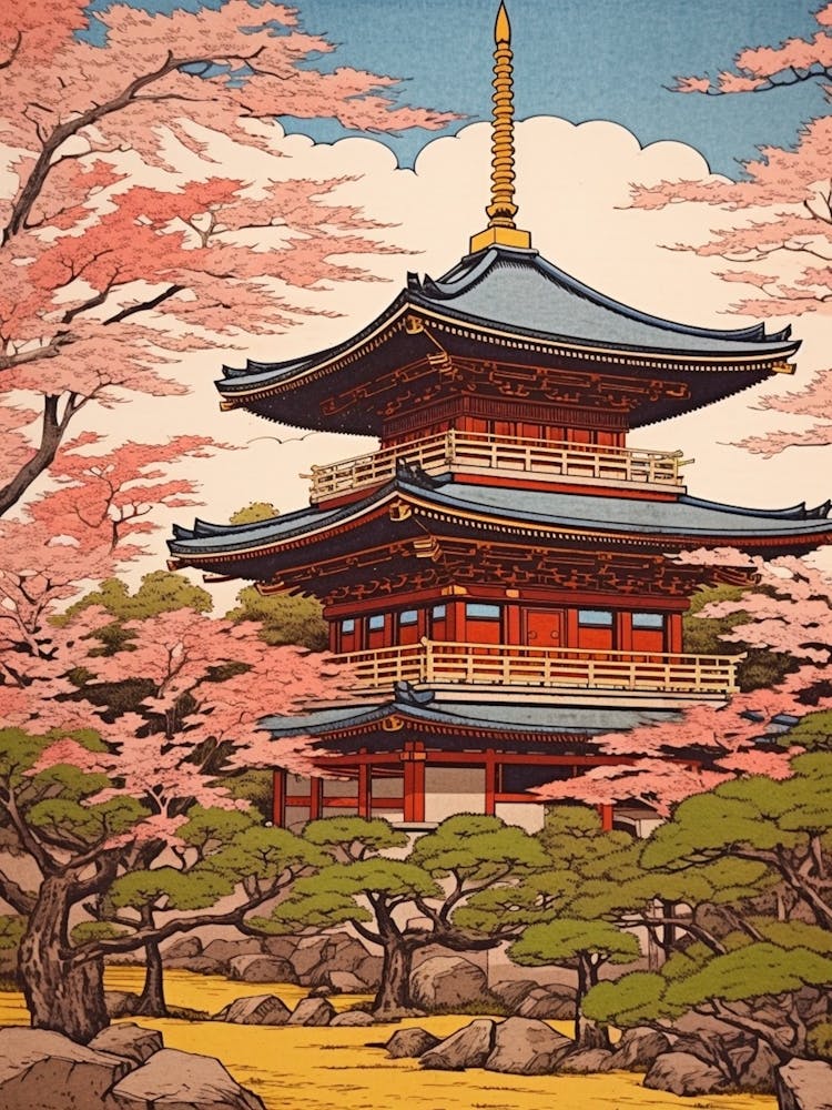 Nara Park, Japan Vintage Reisekunst 3