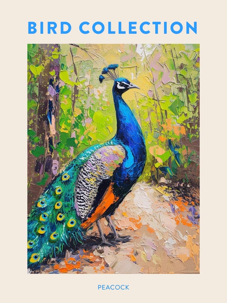 Brushstroke Peacock On The Gravel Path 2 Poster