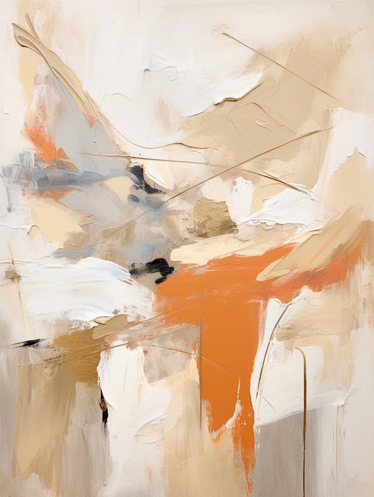 Neutral With Orange Autumn Abstract Painting