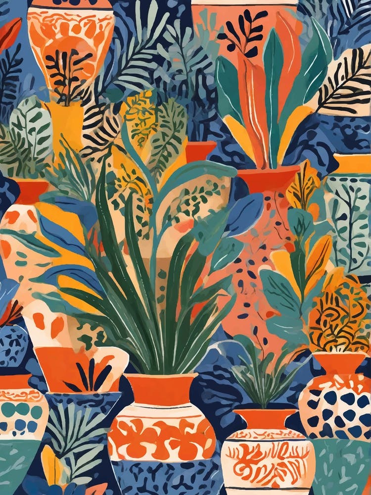 Colorful illustration of Mediterranean Pots And Plants