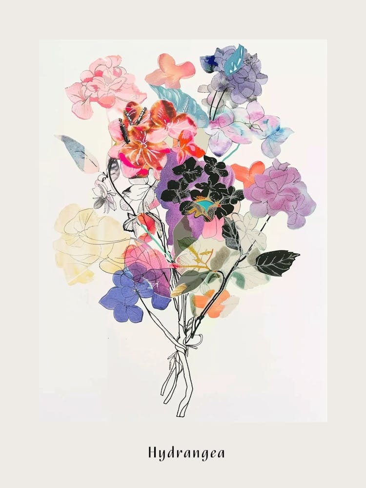 Hydrangea 2 Collage Flower Bouquet Poster