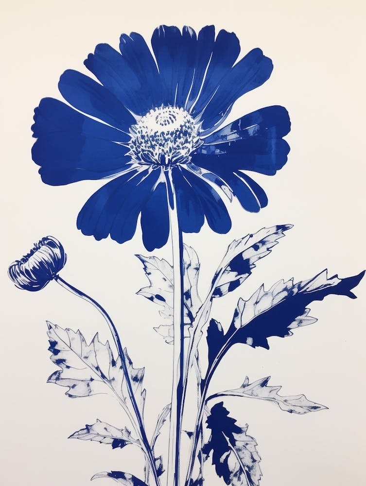 Blue Botanical Daisy 3