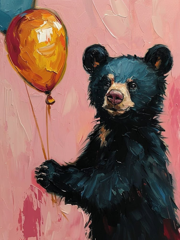 Cute Black Bear 2 With Balloon