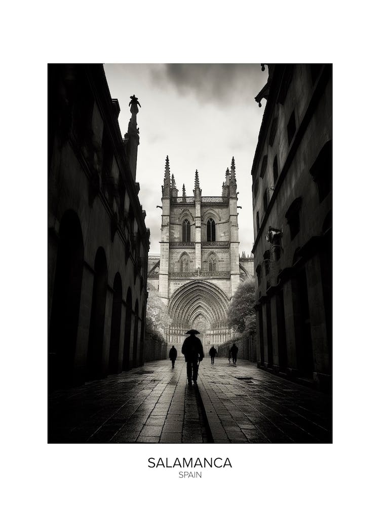 Poster Of Salamanca, Spain, Black And White Analogue Photography 4