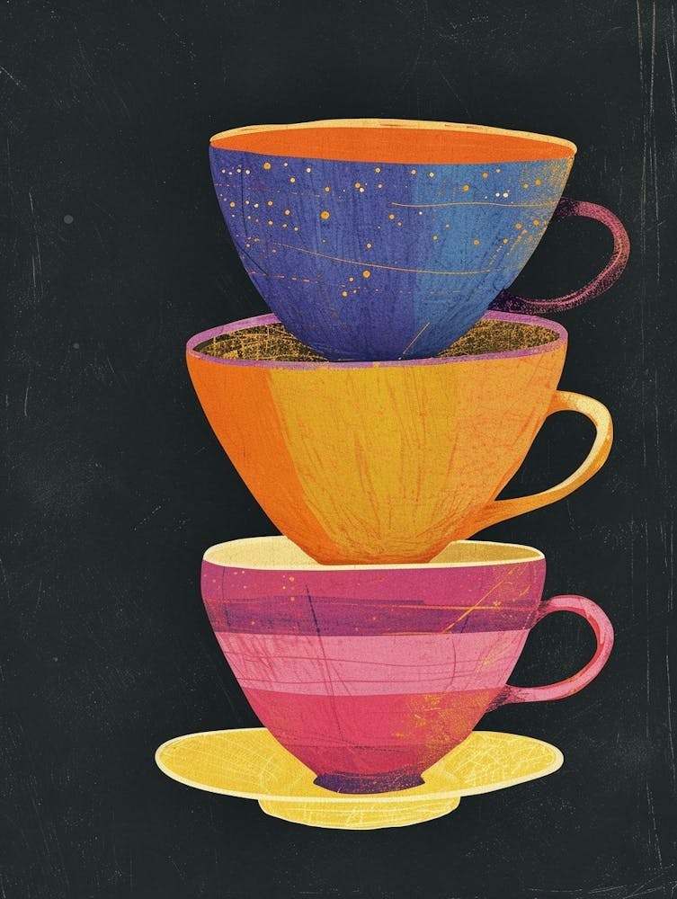 Tasses à Thé Illustration à l'Aquarelle 2