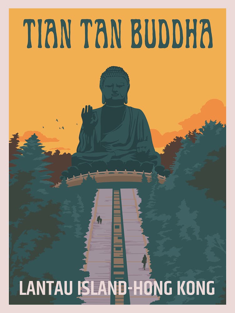 Tian Tan Giant Buddha Lantau Island Hong Kong Travel Poster