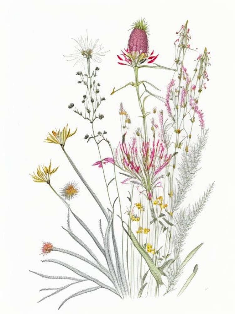 Queen Of The Prairie Floral Quentin Blake Inspired Illustration 1 Flower