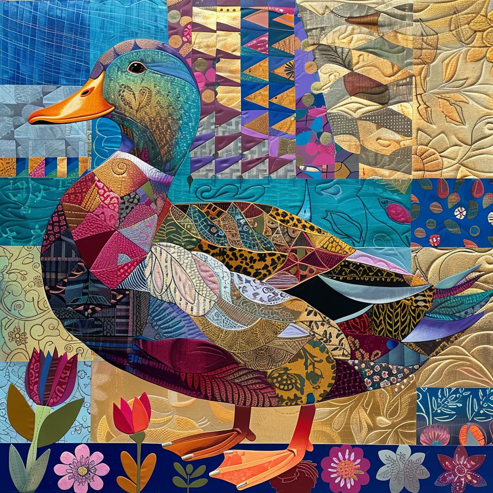 Patchwork Quilted Duck 2 Art Print by BestArt – Fy!