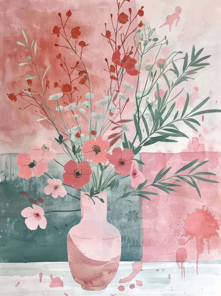 Pink Flowers In A Vase 2