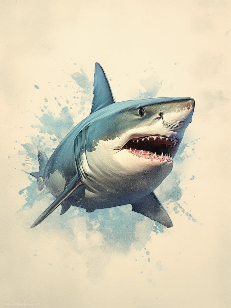 Vintage Illustration Of A Shark 2