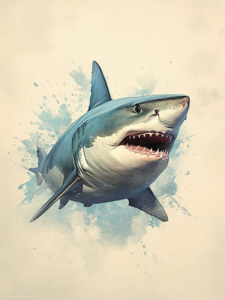 Vintage Illustration Of A Shark 2