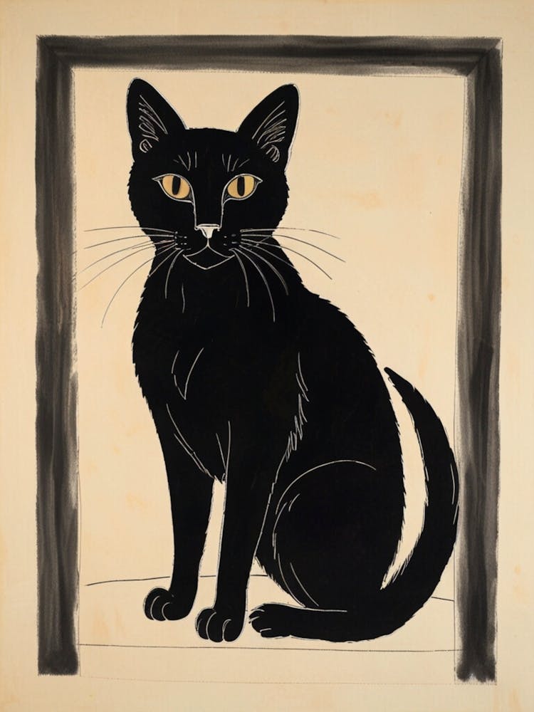Black Cat In A Frame