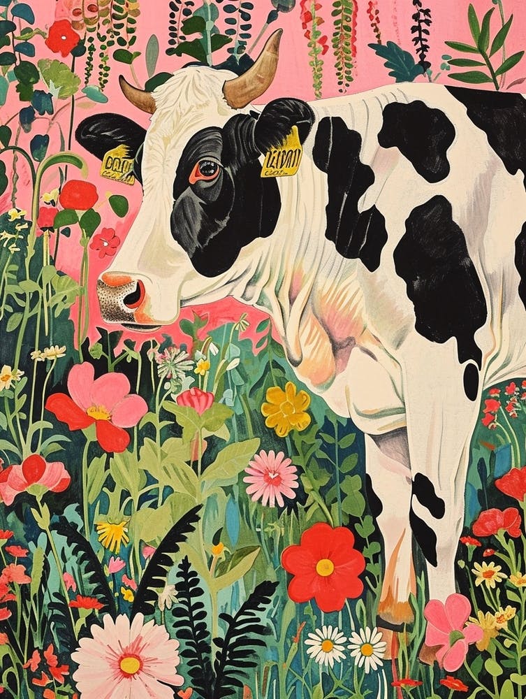 Blumen-Tiermalerei Kuh 3