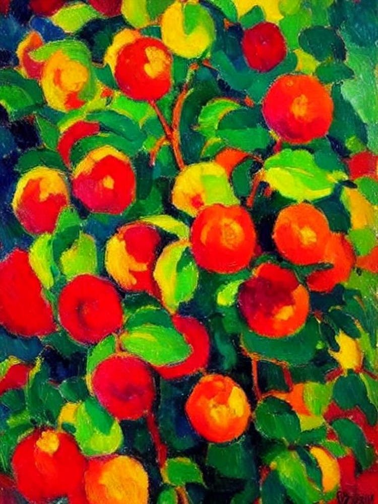 Peinture Inspirée de Matisse : Pomme Rose 2 - Fruit Vibrant