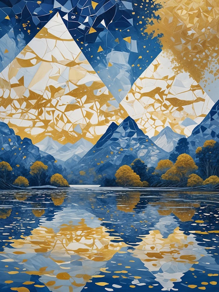Gold And Blue Triangle Landscape no2