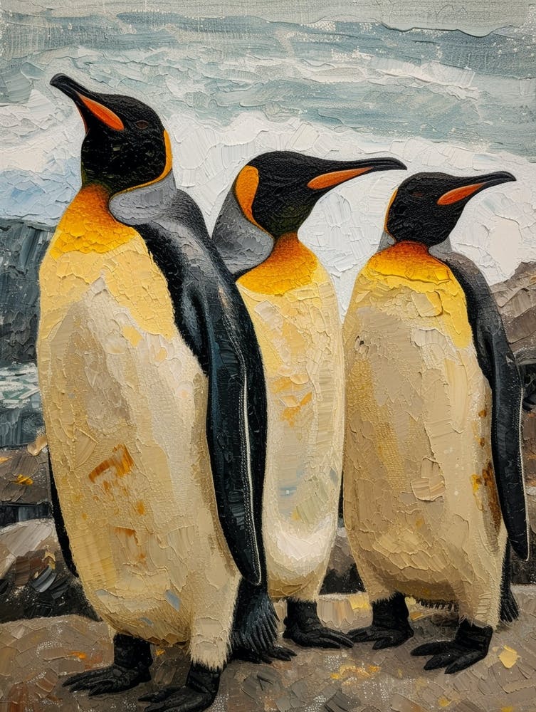 King Penguin Cuverville Island Colour Block Painting 4