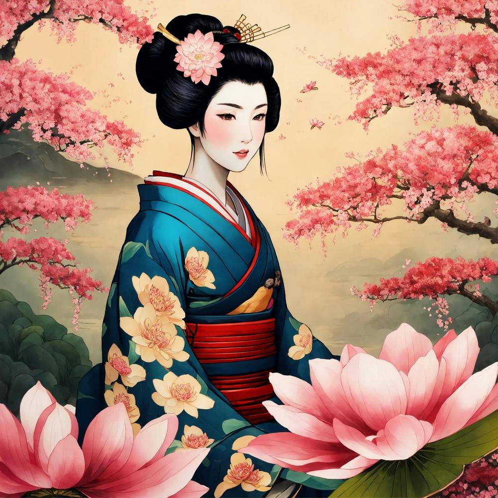 Japanese Botanical And Geisha 3